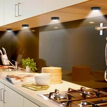 LED Puck Night Lights With Remote,16 Color LED Light Round Timer Dimmable Cabinet Light Puck Lamp For Stairs Home Decor - Multicolor - View 2