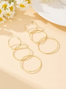 1 对简约几何圆形耳环