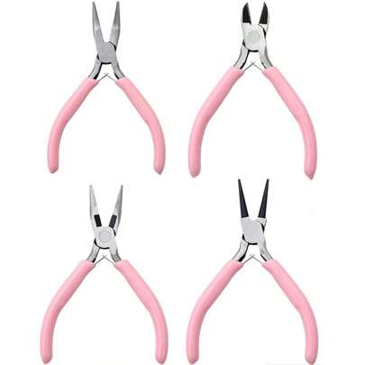 1psc/4pcs Jewelry Pliers Tool Kit Includes Needle Round Wire Cutter And Curved Nose Pliers For Jewelry Beading Repair Supplies Wire Wrapping Multifunctional Tools Home Essentials