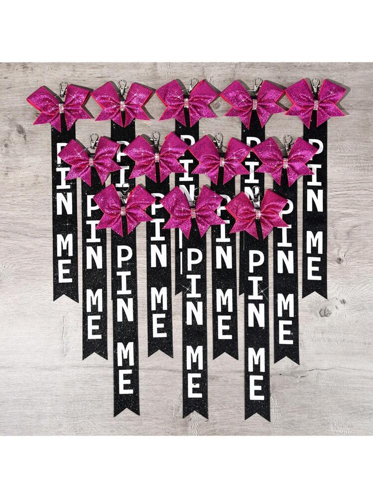 12pcs Cheer Pin Me Ribbon Cheer Keychain Cheer Ribbon Pins With