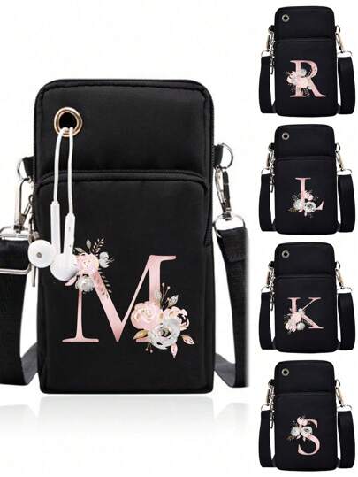 1 PC Lazer e Moda Crossbody Caminhada Mini Bolsa Com Celular Bolsa de Pano Bolsa de Moeda Vertical Para Mulheres, Menina, Viagem, Volta às Aulas, Bolsa de Braçadeira de Presente Para Esportes Corrida, Mini Bolsa de Nylon Crossbody para Telefone, Bolsa com Vários Zíperes para Mulheres