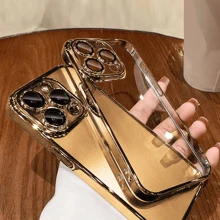 1 件豪华透明保护壳，带电镀光泽表面，内置玻璃相机镜头，全覆盖手机壳，兼容 16/16 Pro/16 Plus/16 Pro Max、11/11 Pro Max、12/12 Pro/12 Pro Max、13/13 Pro/13 Pro Max、14/14 Pro/14 Pro Max、15/15 Pro/15 Pro Max、17/17 Pro/17 Pro Max/17 Air - 金色 - 查看 4