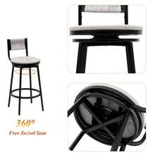 Gray Set Of 2 Counter Height Bar Stools With Footrest Swivel Hand Weaving Dining Chairs Farmhouse Armless Kitchen Barstools (Gray),Yifei Store
