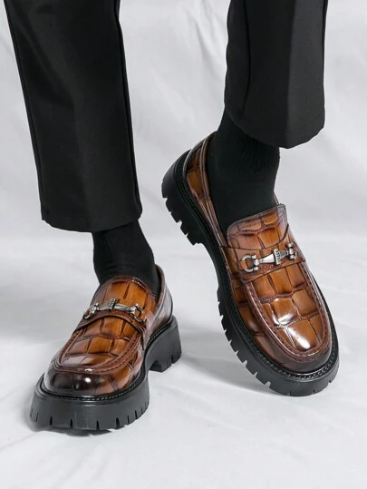 Men's Fashionable Thick-Soled Casual Leather Shoes