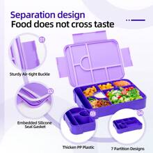 1pc Divided Sealed Fruit Box Salad Box, Work Microwave Oven Heating Bento Box, Lunch Box With Compartments, Bento Box, Leak-Proof Lunch Box, Snack Box, Suitable For Work And Travel(Stickers Need To Be Purchased Separately) - Multicolor - View 4