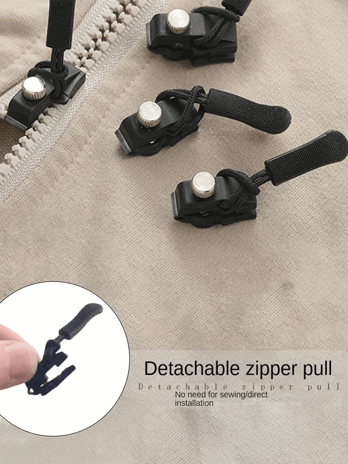 5 件装拉链修理器，带可拆卸拉链头，无需工具即可更换拉链锁，适用于手提箱、外套、衣服、鞋子和靴子，家庭使用 - 彩色 - 查看 1