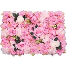 CNCEST 12 Pack Artificial Flower Wall Panels 24" X 16" Flower Wall Panel Wall Backdrop Faux Hydrangea Rose Flower Backdrop Panels For Flower Wall Decor Wedding Party Event Decoration Party Favors Room Decor Bride - Pink - View 7