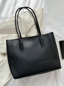 Fashionable Large Capacity Tote Bag, Casual & Multipurpose Tote Bag, Handbag For Women - Black - View 5