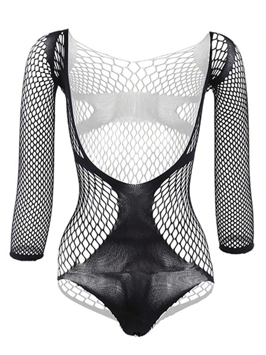 男士性感紗網連身衣，緊身中空魚網蕾絲內衣，誘人的開襠設計，不可拆卸