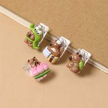 4pcs Capybara Clips Cute Kawaii Clips Mini Decorative Paper Clips Paper And Bag Clips For Coffee Office Photo Picture Pages Holder Office Supplies - Multicolor - View 6