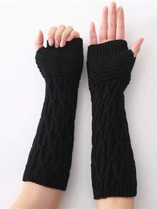 1 đôi Găng Tay Dệt Kim Jacquard, Găng Tay Nửa Ngón Mới Thu Đông Cho Nam Và Nữ, Tay Chống Lạnh Cổ Tay - Nhiều màu - Xem 4