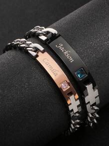 Customized Minimalist Fashion English Name Couple Bracelet, Gift For Valentine's Day, Mother's Day, Father's Day, Birthday, Anniversary, Friends, Graduation, Christmas, Family