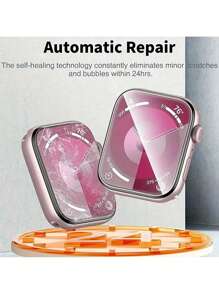 适用于苹果手表38/40/41/42/44/45/49mm系列Ultra/SE/9/8/7/6/5/4/3/2/1的透明TPU水凝胶智能手表屏幕保护膜，6片装 - 無色 - 查看 2