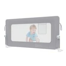 LILIIN Bed Rail 150 Cm/180 Cm/200 Cm Bed Guard Rail Foldable For Toddlers, Fall Protection Height Adjustable 72-86 Cm For Children's Bed, Breathable Children's Bed Rail With Storage Bag Baby Bed Rail, Grey/Dark Grey+Grey - 灰色的 - 查看 3
