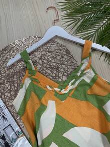 Beautiful Fashion Crepinho Fabric Printed Tank Top - trái cam - Xem 3