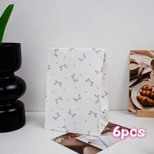 12pcs Gold And Silver Small Bow Gift Bag Flat Mouth Paper Bag Baked Pastry Bag Candy Bag Gift Bag - White - View 8