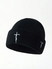 1pc Men's Fashion Embroidered Letter "Faith" Beanie Hat, Warm & Suitable For Autumn/Winter Casual Wear - Multicolor - View 2