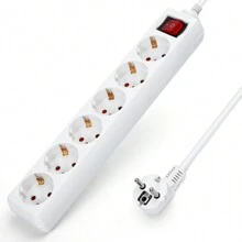 Aigostar Regleta alargador de 6 enchufes con cable de 3 metros e interruptor. Color Blanco - Enchufe EU Tipo F(220-240V) - Ver 4