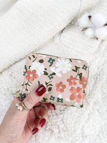 植物图案花朵图案双拉链钱包多功能零钱包字母图案卡夹多卡位卡片收纳盒信用卡学校用品宿舍钱包女士小钱包钱包小钱包 - 彩色 - 查看 10