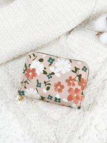 植物图案花朵图案双拉链钱包多功能零钱包字母图案卡夹多卡位卡片收纳盒信用卡学校用品宿舍钱包女士小钱包钱包小钱包 - 彩色 - 查看 5