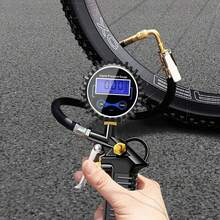 Professional Tire Inflator Gun Air Pressure Gauge Compressed Air Tire Inflator Deflation Button LCD Blue Backlit Screen, 3-In-1 Multifunctional Digital Tire Pressure Gauge With Tire Inflation Function And Bleed Valve Function - 黑色 - 查看 7
