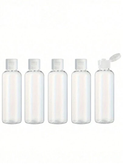 1/3/5Pcs Clear Round Shoulder Bottle With Flip Butterfly Lid Travel Bottle Empty Cosmetic Sample Dispenser Container, Travel Bottle, Travelling Containers Small Leak Proof Squeeze Bottles With Black Flip Cap Family Essential, White 50ml/100ml/200ml(Bottle Cap Transparent/White Random Delivery) School School Supplies Holiday Camping Vacation Accessories Mini Perfume For Women Perfume Perfume Beach
