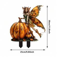 1 件亚克力南瓜和蝴蝶仙女地桩，适用于万圣节派对、庭院装饰、商业空间装饰 - 多色 - 查看 3