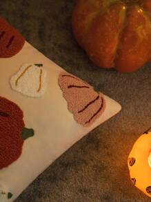 1 Vỏ Gối Thêu Halloween, Thích Hợp Cho Trang Trí Phòng Khách & Phòng Ngủ - trắng - Xem 5