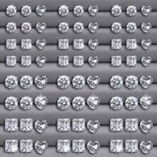 12pcs/24pcs/36pcs Simple Cubic Zirconia Stud Earrings Set, Unisex Casual Everyday Accessories Gift - Silver - View 16