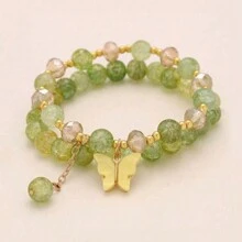 2 Piezas Pulsera Decorada Con Mariposas Y Abalorios - Morado - Ver 13