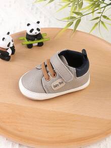 1 Pair Boys & Girls Fashion Versatile Letter Decor Design Infant Toddler Sneakers, Suitable For Spring, Autumn And Winter - Grey - View 6