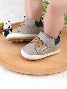 1 Pair Boys & Girls Fashion Versatile Letter Decor Design Infant Toddler Sneakers, Suitable For Spring, Autumn And Winter - Grey - View 5