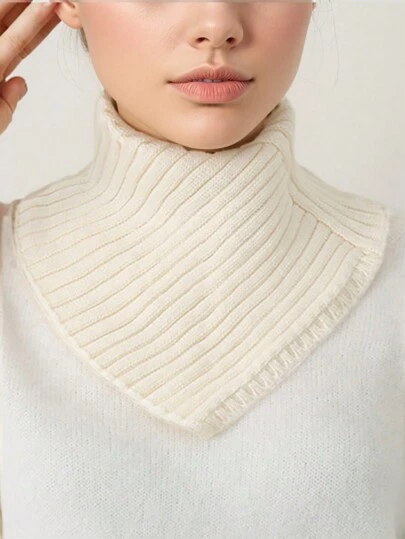 1 件装冬季女式纯色围脖保暖弹力针织围脖配饰女式