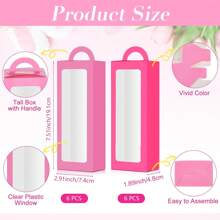 12 Stücke Rosa Geschenkboxen Set für Makeup Partys, enthält 6 hohe Bonbon-Boxen mit Fenster und 6 kleine Kämme für Hochzeit, Bridal-Shower, Prinzessin Geburtstagsfeiern