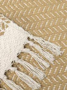 1PC Area Rug For Living Room Machine Washable Bedroom Rugs Boho Farmhouse Woven Mat With Tassels Accent Kitchen Rugs Non-Shedding Indoor Carpet For Bathroom Laundry Room - Khaki - View 7