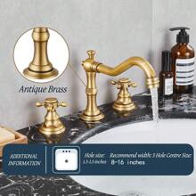 Zhuomixer 8-Inch Wide-Spaced Bathroom Basin Faucet (Antique Brassl), Dual-Handle Three-Hole Bathroom Sink Faucet, Hot/Cold Water Mixer With Pop-Up Drain Plug, Suitable For Bathrooms, Kitchens, Laundry Rooms, RVs, Hotels, Apartments, Washroom Sinks, And Vanity Sinks - Antique Brass - View 9