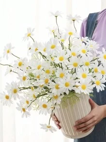 1PCS/2PCS/6PCS 洋甘菊仿真花，欧式餐桌小雏菊假花家居装饰，小野菊花，适合春夏季家居餐桌装饰、情人节、生日毕业礼物、秋季装饰、秋季 - 白色 - 查看 6