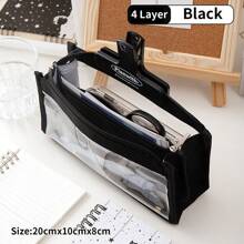 1 Piece 1/2/4/6 Layers Transparent Large Capacity Pencil Case Bag Pen Pouch PVC Waterproof Organizer Storage Cosmetic Bag For Students Go To School Supplies Stationery, Back To School, School Supplies, Pencil Pouch, School Bag