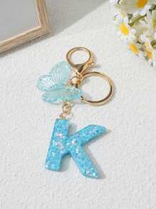 1pc Creative 26 Letter Key Chain, Kids Backpack Accessory, Butterfly Letter Charm Keychain For Girls - Light Blue - View 21