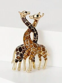 Enamel Giraffe Brooches For Women Animal Pins Casual Accessories Gifts - Giraffe (2280) - View 3