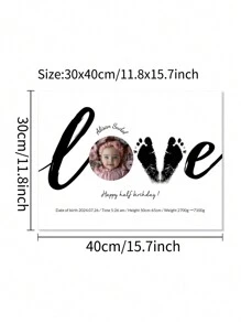 1pc 40x30cm Aangepaste decoratie muur kunst pasgeboren baby portret foto gepersonaliseerde vezel canvas print, rechthoekige frameloze muur decor voor slaapkamer, woonkamer, huis