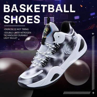 JEKO Men's Basketball Shoes No-Slip Breathable Outdoor Shoes Fashion Graffiti Training Shoes