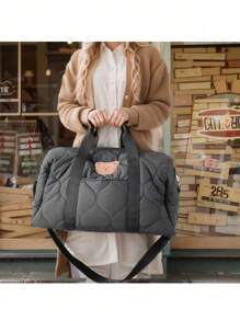 1pc Fashionable Black Mommy Bag With Large Capacity, Suitable For Daily Use, Traveling, And Infant Diaper Storage In Autumn And Winter - Black - View 12