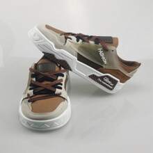 男士時尚高街混色系帶運動鞋,休閒運動鞋,2023新品四季款 - 棕色 - 查看 4