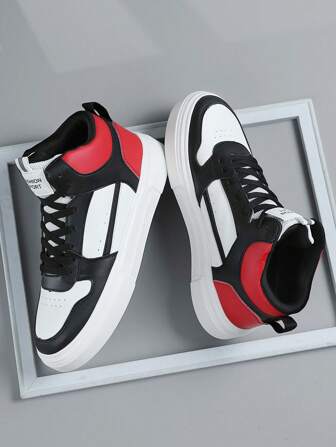 高帮男士运动鞋运动鞋男休闲滑板鞋滑冰鞋男日常百搭鞋步行鞋时尚透气轻便EVA鞋底