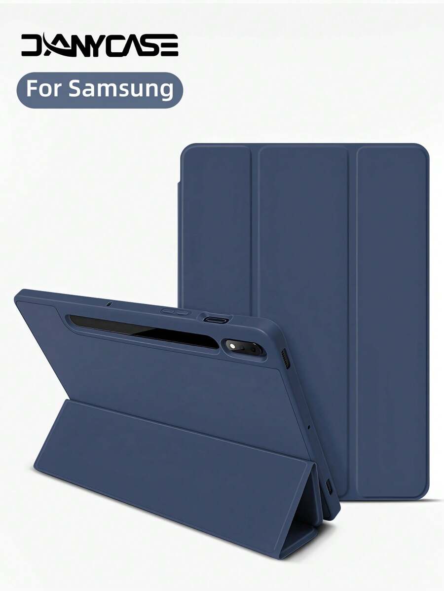 苹果蓝色 DANYCASE 保护壳平板电脑保护套适用于三星 Galaxy Tab S7 S8 S9 11 英寸 S6 Lite 10.4 英寸 S7 FE S8+ S9+ S9FE+ 12.4 英寸软 TPU 保护套 - 藏蓝色 - 查看 1