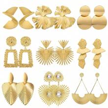 Yanxyad 9 Paar Legierung 14K vergoldete elegante Vintage-Stil Ohrringe für Frauen, geeignet für den Urlaub