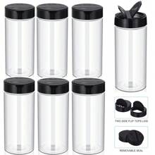 400ml Plastic PET Transparent Reusable Spice Jar With Dual Lids, Herb & Spice Storage Container With Sprinkler