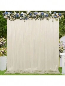 1 pieza Cortina de tul como telón de fondo para bautizo, boda, fiesta, hotel, decoración de cabina fotográfica de eventos - Multicolor - Ver 16