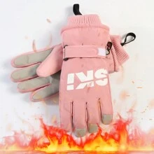 1 Paar Damen Winter Ski Handschuhe, hochwertige professionelle wasserdichte Touchscreen dicke thermische warme Outdoor Eis Schnee Radfahren Skifahren, Snowboarding Handschuhe, Winterhandschuhe, Handwärmer, Schneehandschuhe